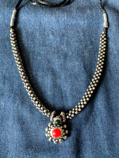 Stone Pendant Beaded Necklace - SHIVKA