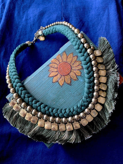 Gold Beads and Pendants Tribal Necklace - SHIVKA