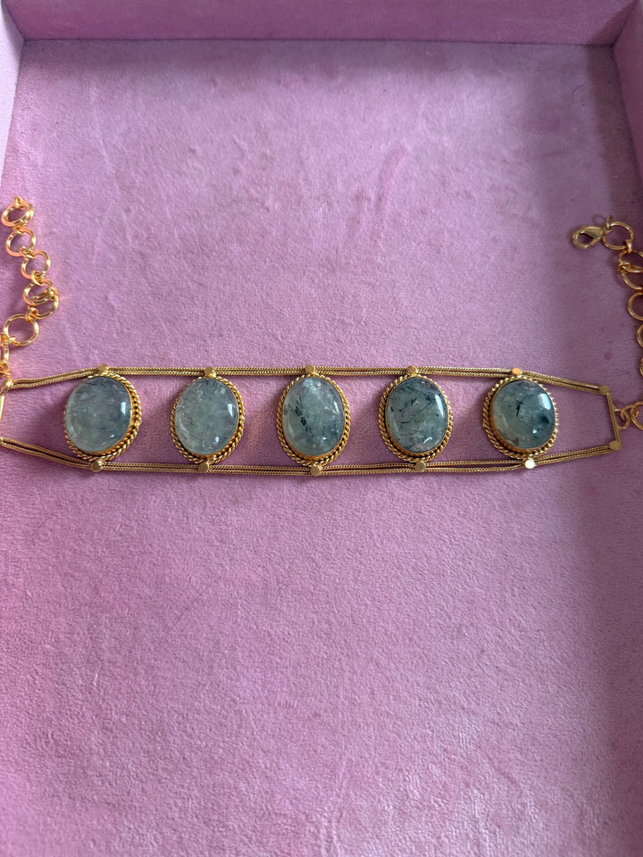 Statement Natural Prehnite Choker / One-of-a-kind Jewelry/ Indian Choker