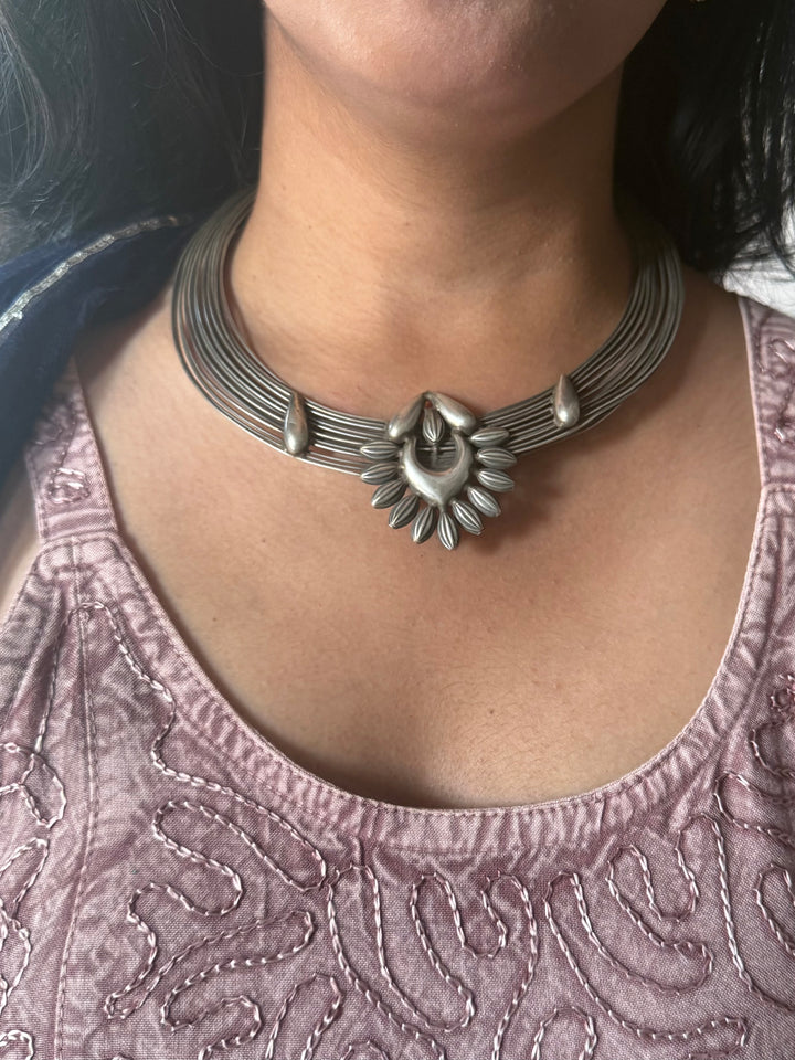Handmade Tribal Hasli Necklace | Antique Polish Brass Statement Necklace