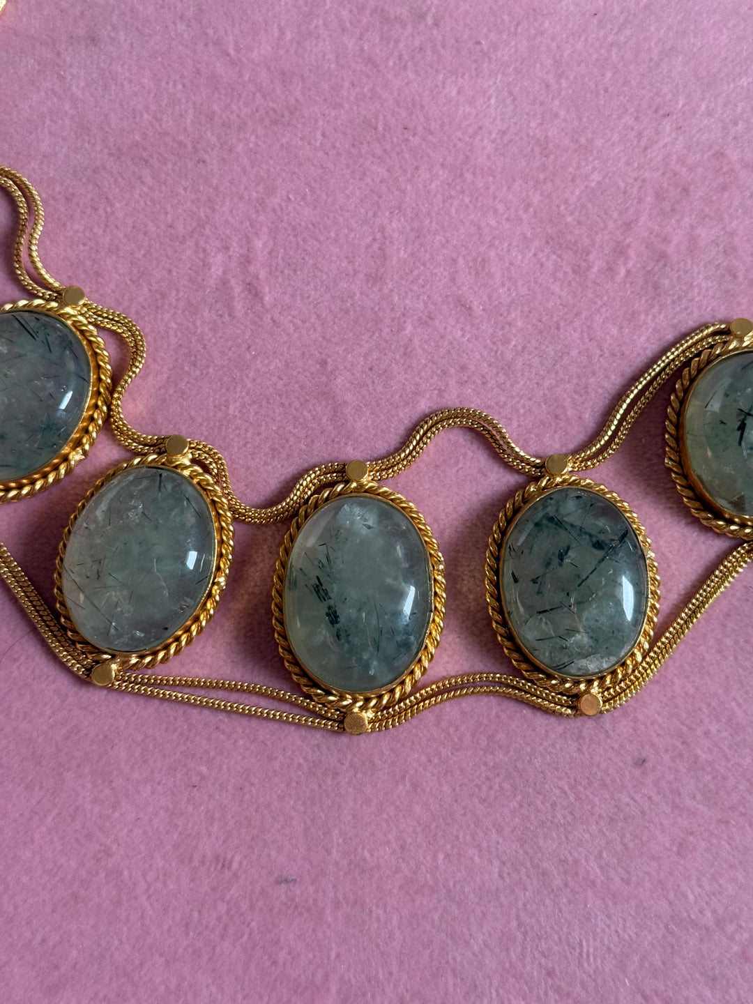 Statement Natural Prehnite Choker / One-of-a-kind Jewelry/ Indian Choker