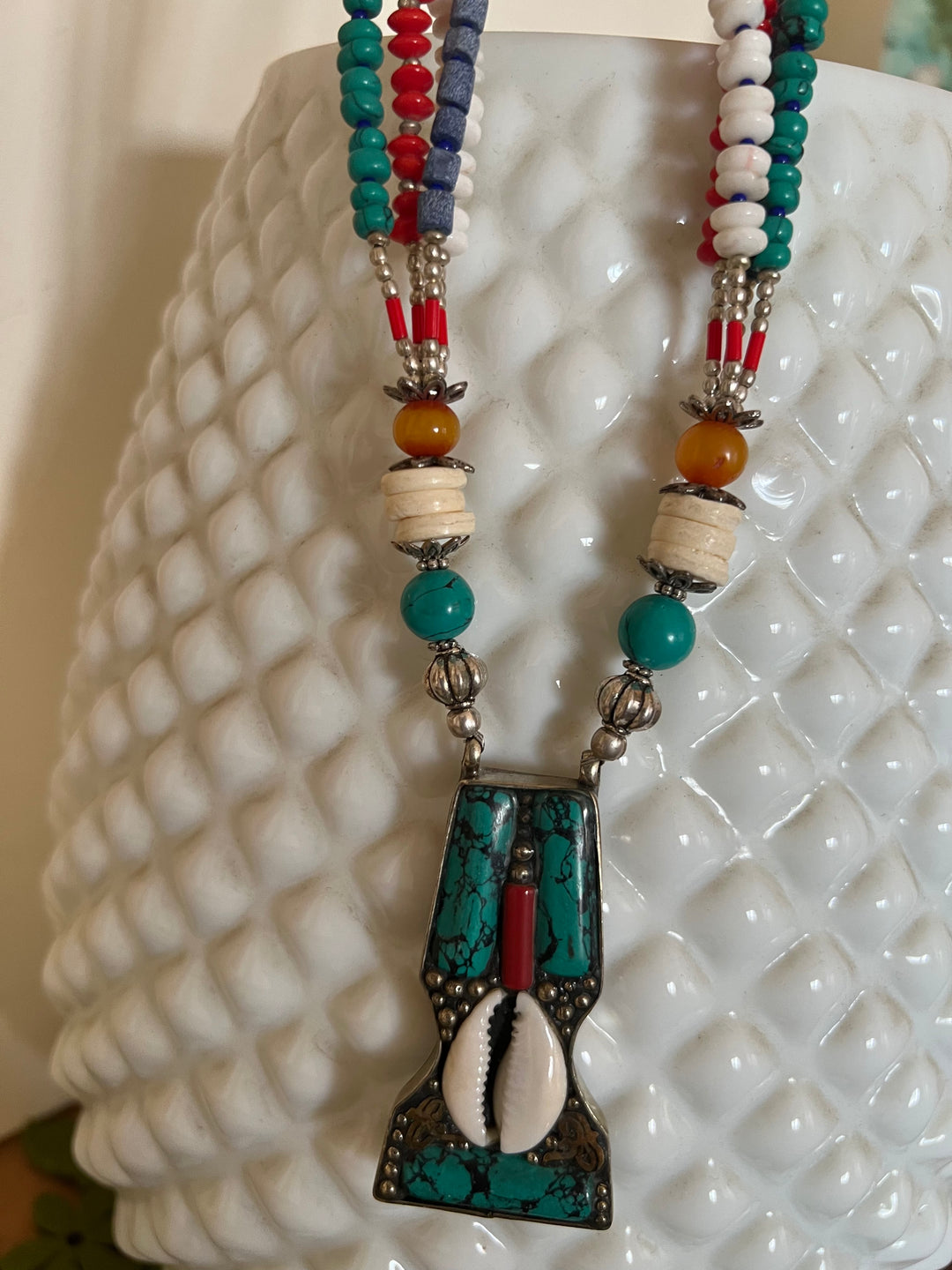 Statement Multicoloured Pendant Necklace