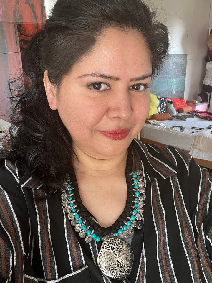 Silver Turquoise Tribal Necklace