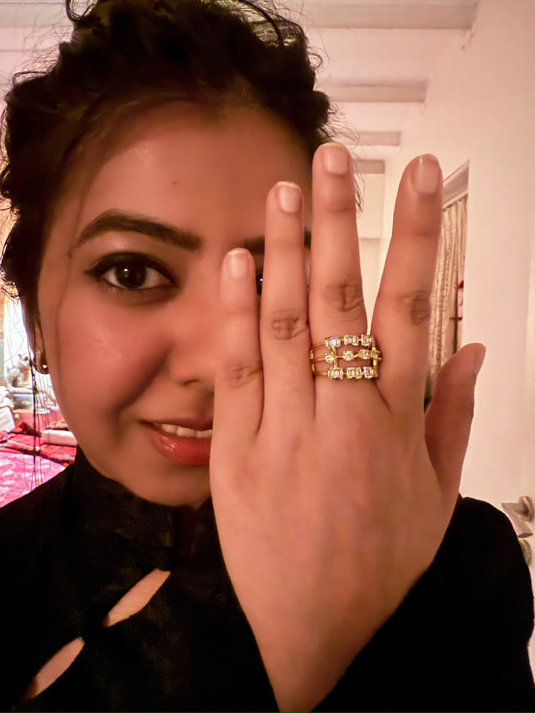 Exclusive Silver Ring with Faux Diamonds – Perfect for Weddings & Festivals