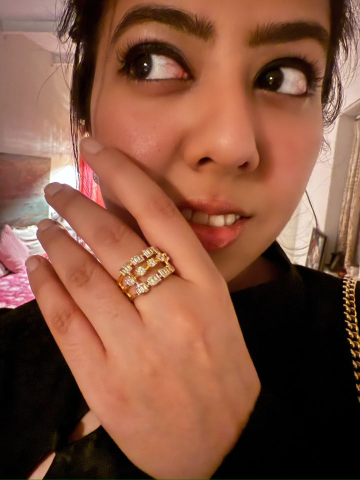 Exclusive Silver Ring with Faux Diamonds – Perfect for Weddings & Festivals