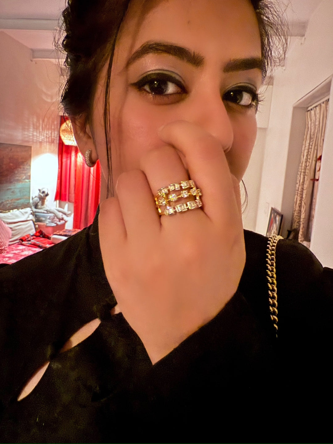 Exclusive Silver Ring with Faux Diamonds – Perfect for Weddings & Festivals