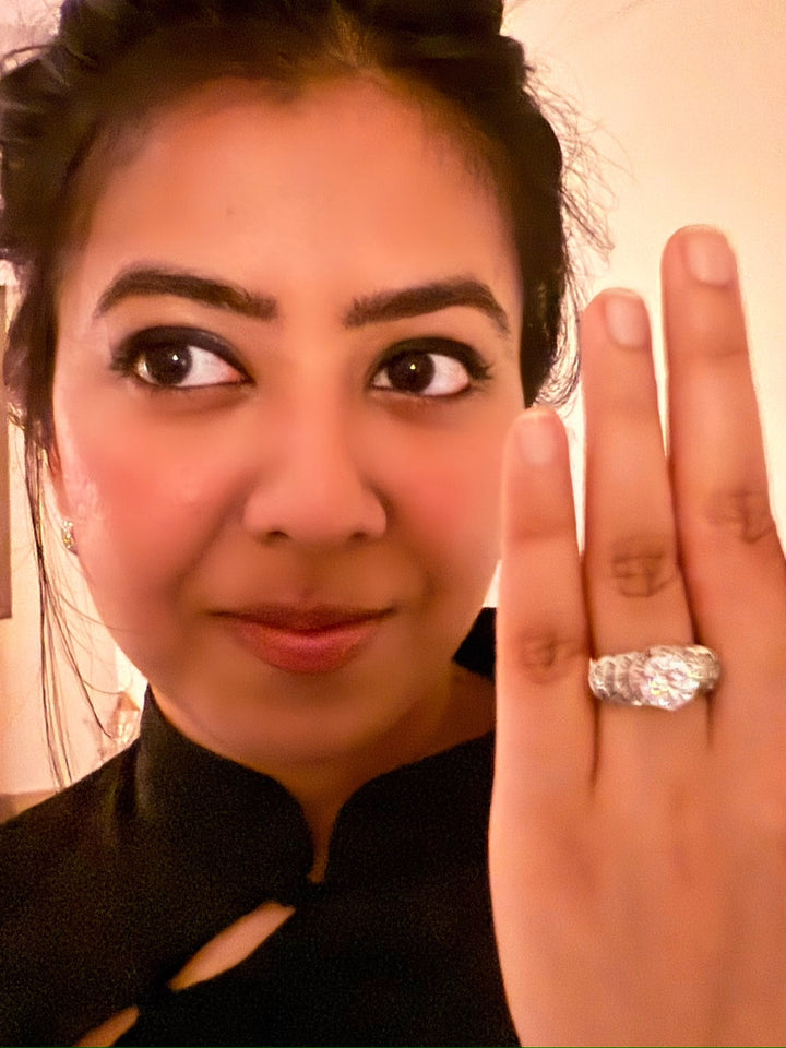 Exclusive Silver Ring with Faux Diamonds – Perfect for Weddings & Festivals