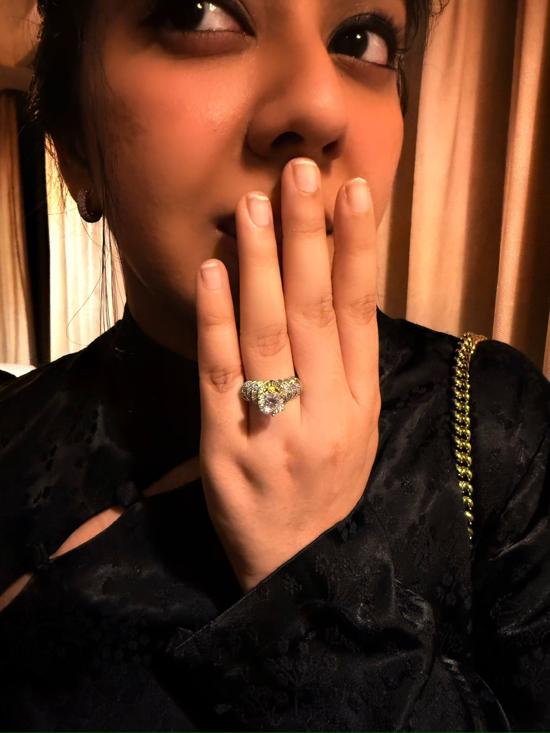 Exclusive Silver Ring with Faux Diamonds – Perfect for Weddings & Festivals