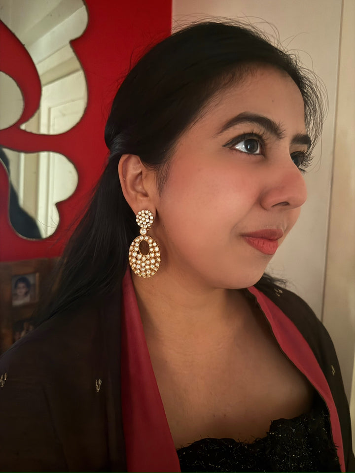 Wedding Kundan CZ Earrings | SHIVKA | Gold-Plated Festive Elegance
