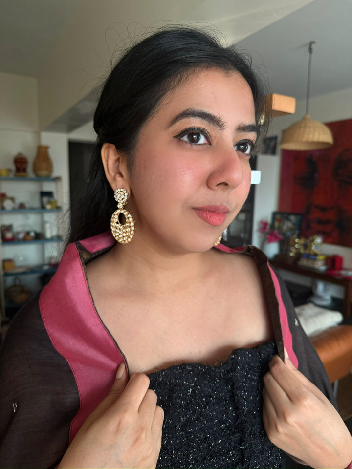 Wedding Kundan CZ Earrings | SHIVKA | Gold-Plated Festive Elegance