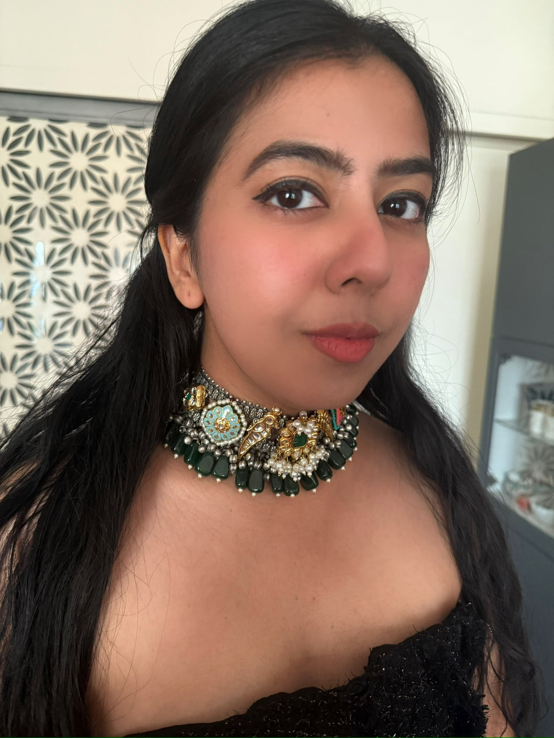 Handmade Fusion Peacock Kundan Choker with Ghungroo | Dual Tone Brass Statement Necklace by SHIVKA