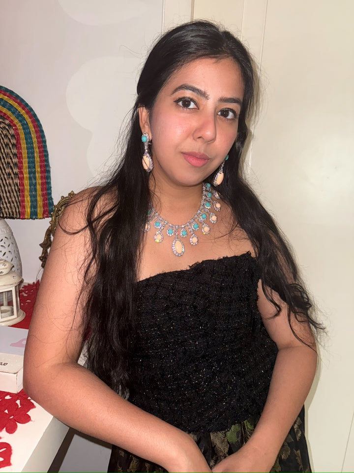 Peach Coral & Turquoise Necklace Set | SHIVKA