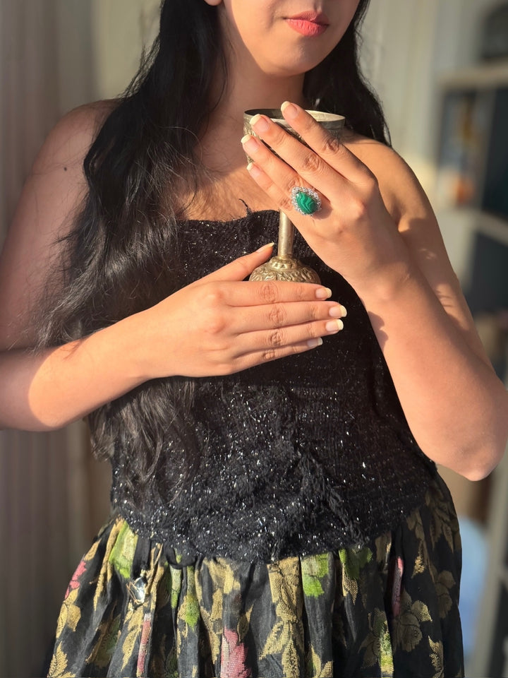 Malachite CZ Designer Ring | Adjustable | SHIVKA