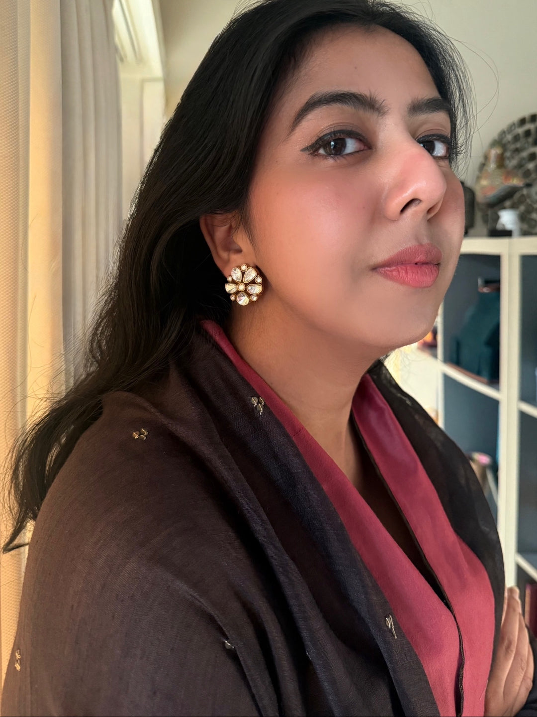 Wedding Kundan CZ Earrings | SHIVKA | Gold-Plated Lightweight Elegance