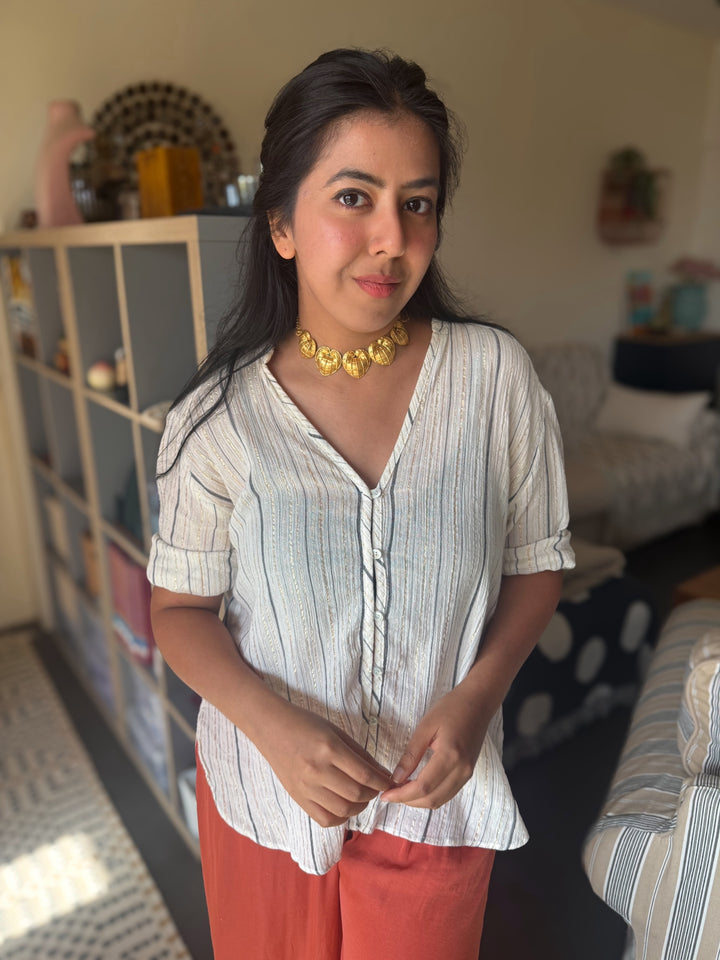 Handmade Heart Statement Choker Necklace | Gold Polish Brass Adjustable Lobster Claw Jewelry