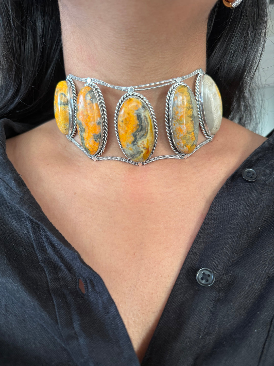 Statement Bumblebee Jasper Choker / One-of-a-kind Jewelry/ Indian Choker