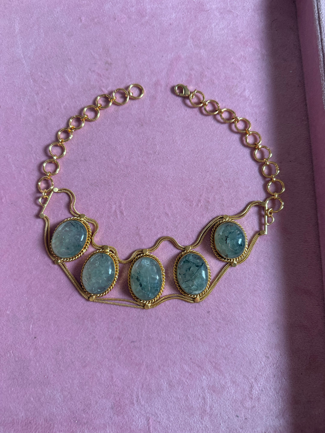 Statement Natural Prehnite Choker / One-of-a-kind Jewelry/ Indian Choker