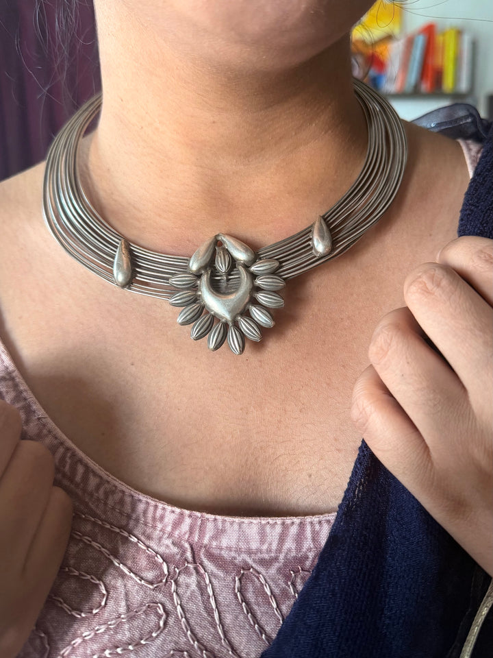 Handmade Tribal Hasli Necklace | Antique Polish Brass Statement Necklace