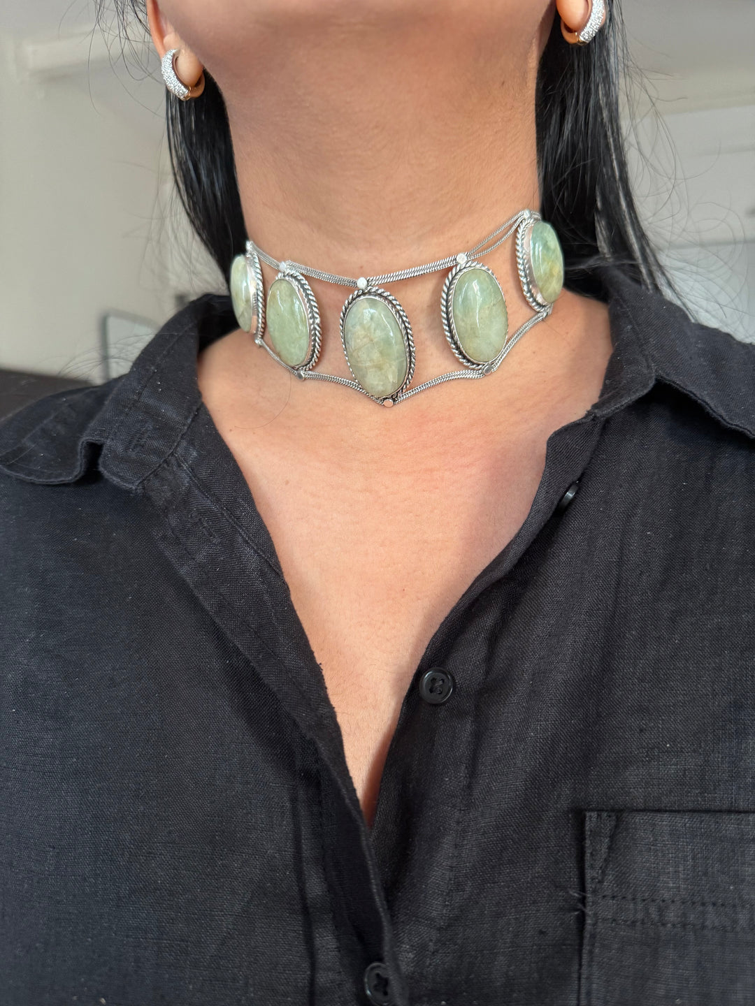 Statement Aqua Marine Choker / One-of-a-kind Jewelry/ Indian Choker
