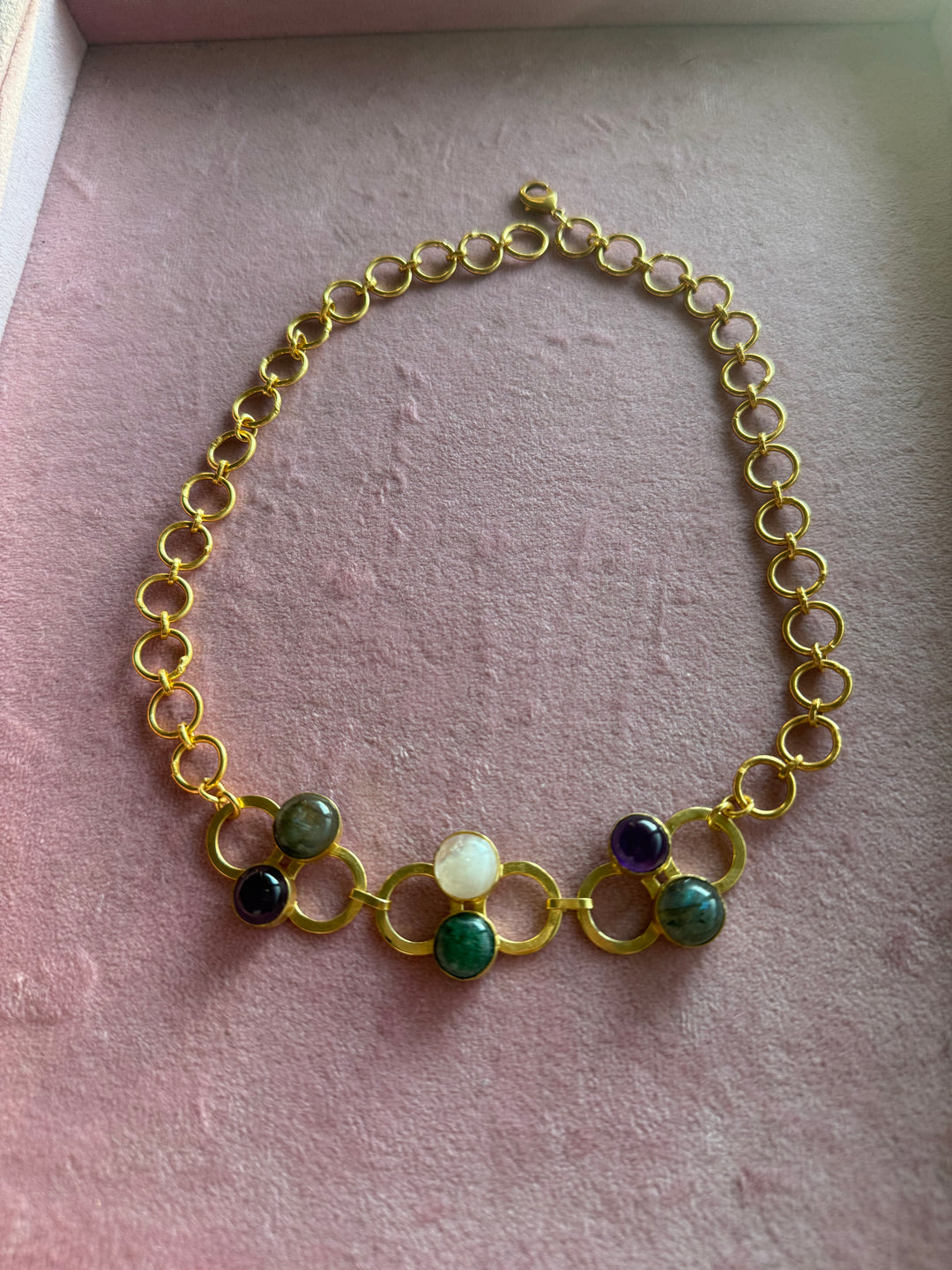 Handmade Statement Necklace | Gold Polish Brass Adjustable Necklace by SHIVKA