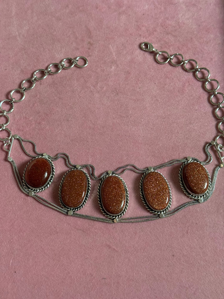 Statement Sunstone Gemstone Choker / One-of-a-kind Jewelry/ Indian Choker