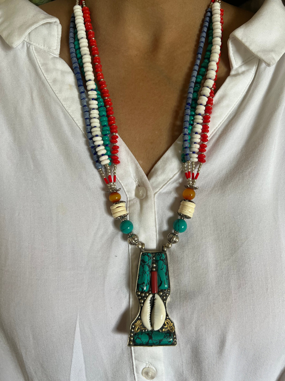 Statement Multicoloured Pendant Necklace