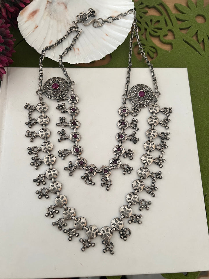 Vintage Pure 925 Silver Necklace with Earrings