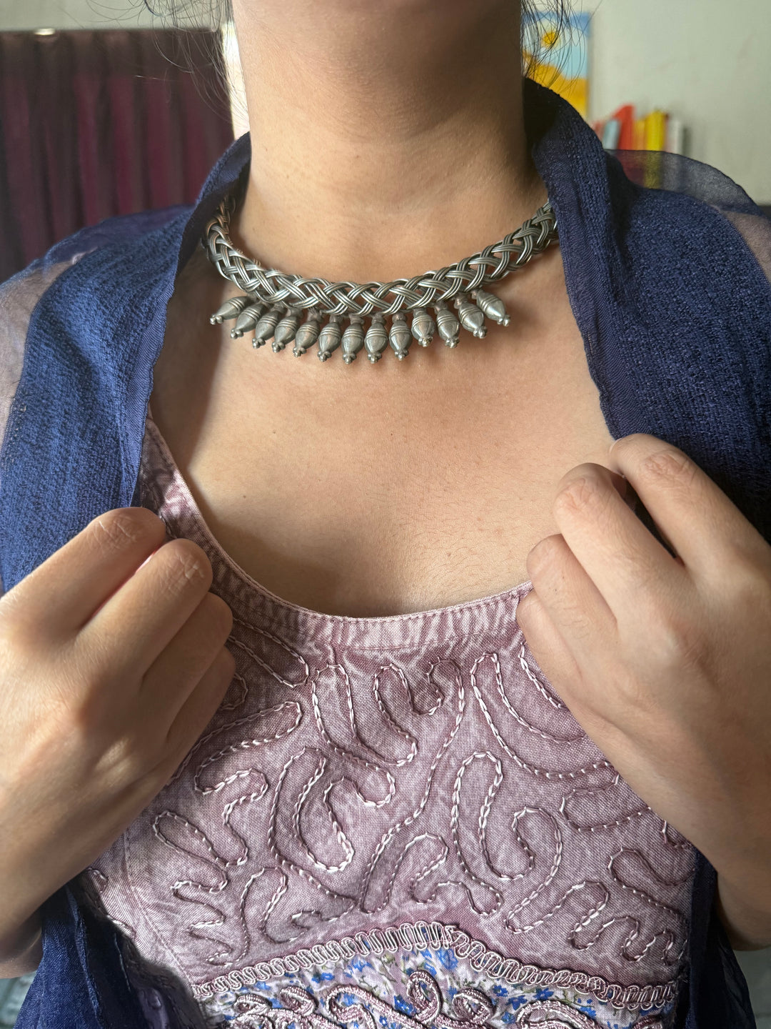 Handmade Tribal Hasli Necklace | Antique Polish Brass Statement Necklace