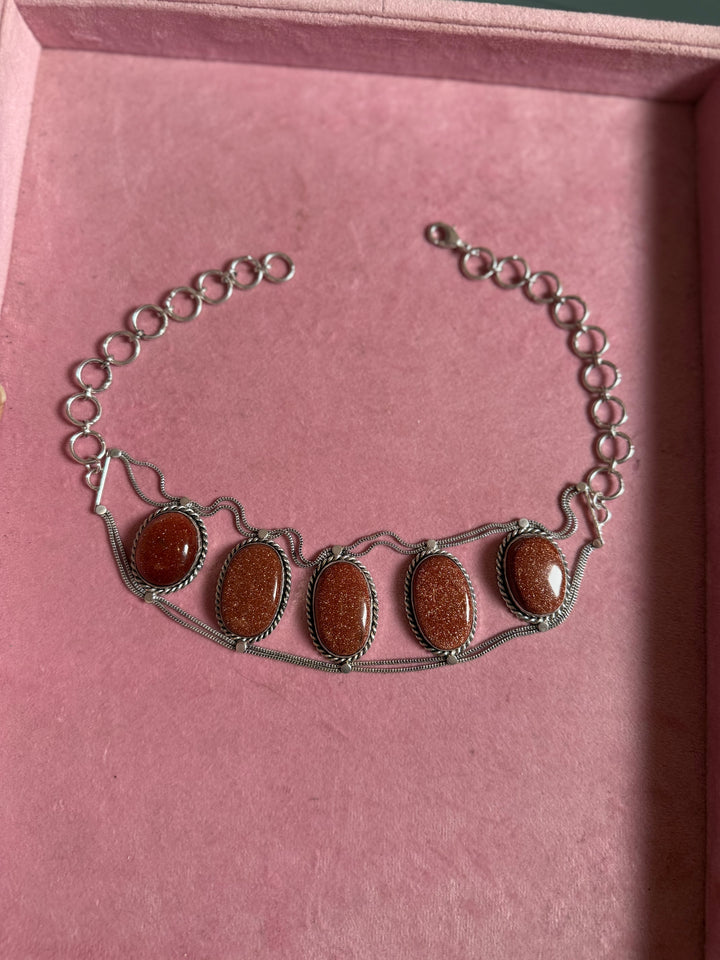 Statement Sunstone Gemstone Choker / One-of-a-kind Jewelry/ Indian Choker