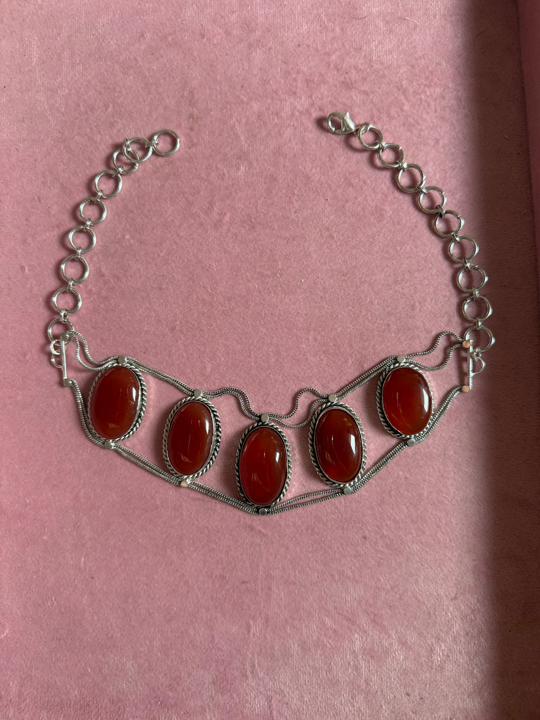 Statement Red Onyx Gemstone Choker / One-of-a-kind Jewelry/ Indian Choker