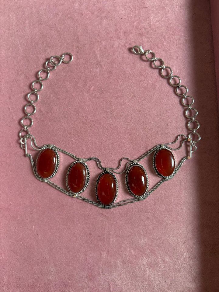 Statement Red Onyx Gemstone Choker / One-of-a-kind Jewelry/ Indian Choker