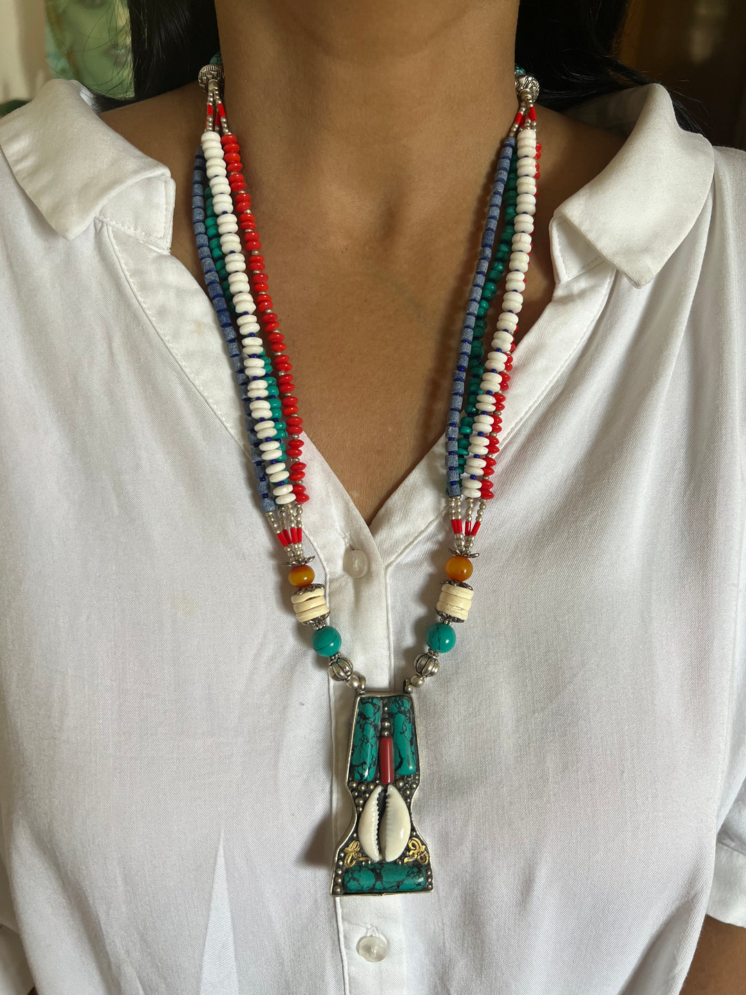 Statement Multicoloured Pendant Necklace
