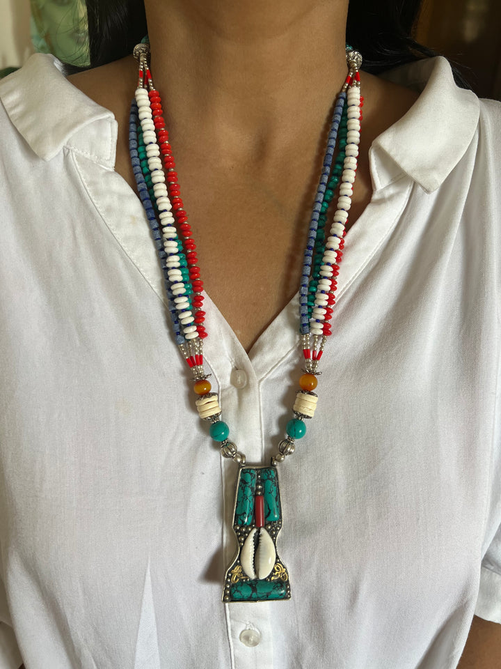 Statement Multicoloured Pendant Necklace