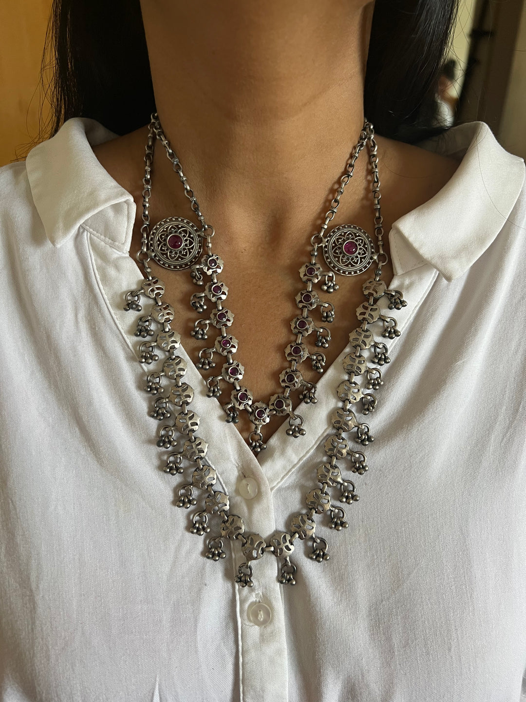 Vintage Pure 925 Silver Necklace with Earrings