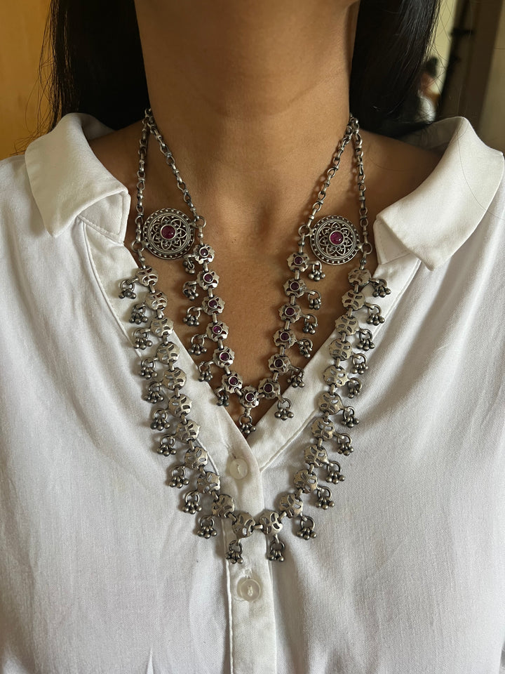Vintage Pure 925 Silver Necklace with Earrings
