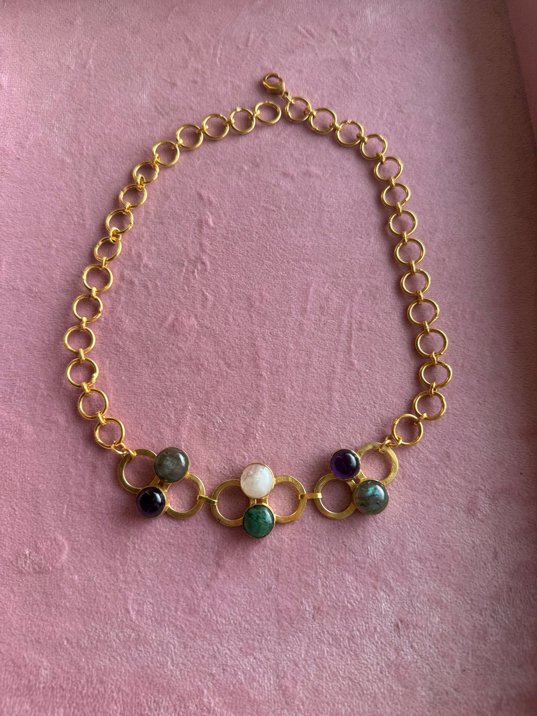 Handmade Statement Necklace | Gold Polish Brass Adjustable Necklace by SHIVKA