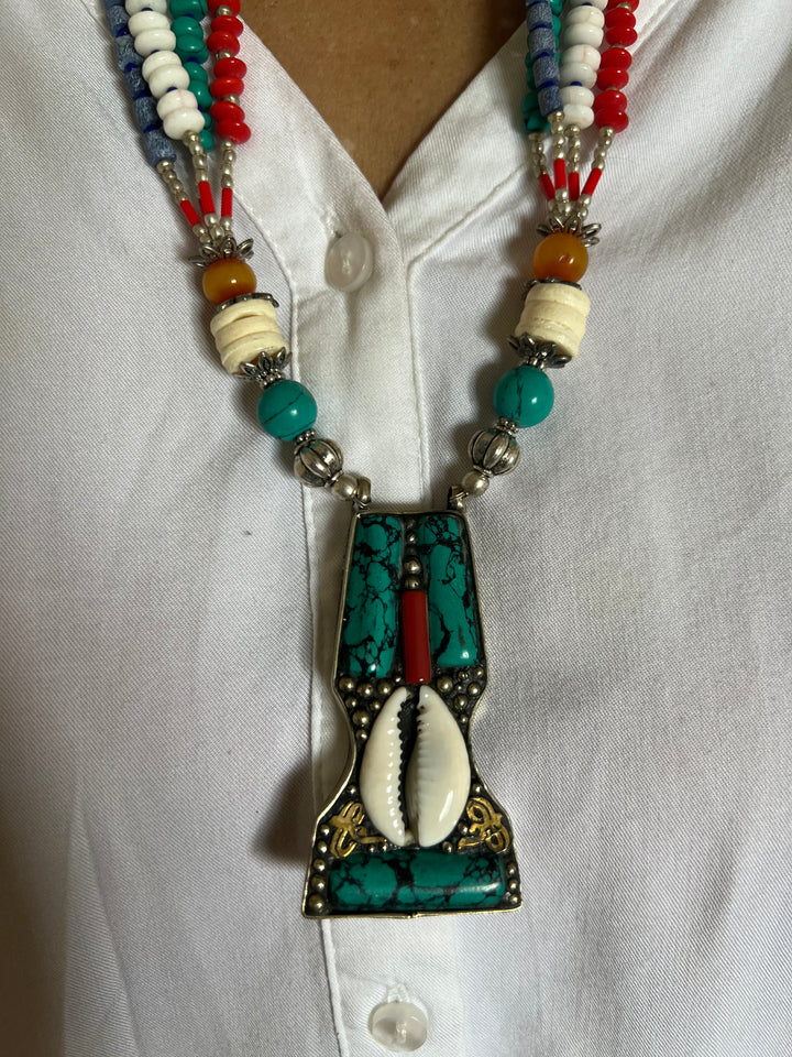 Statement Multicoloured Pendant Necklace