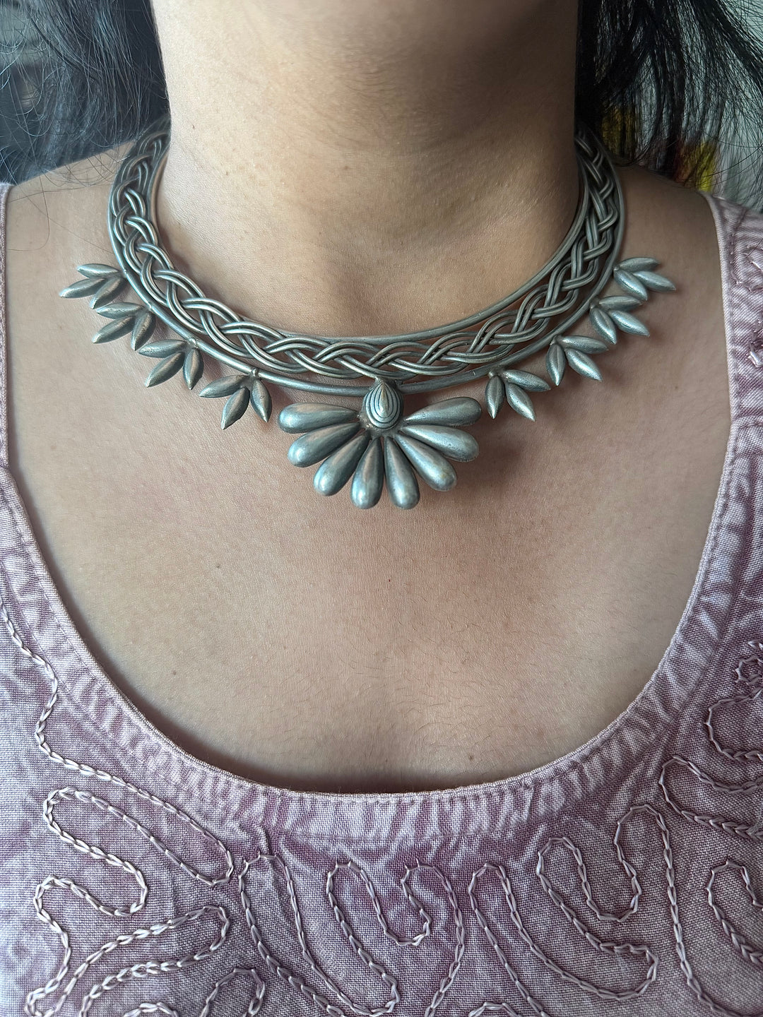 Handmade Tribal Hasli Necklace | Antique Polish Brass Statement Necklace