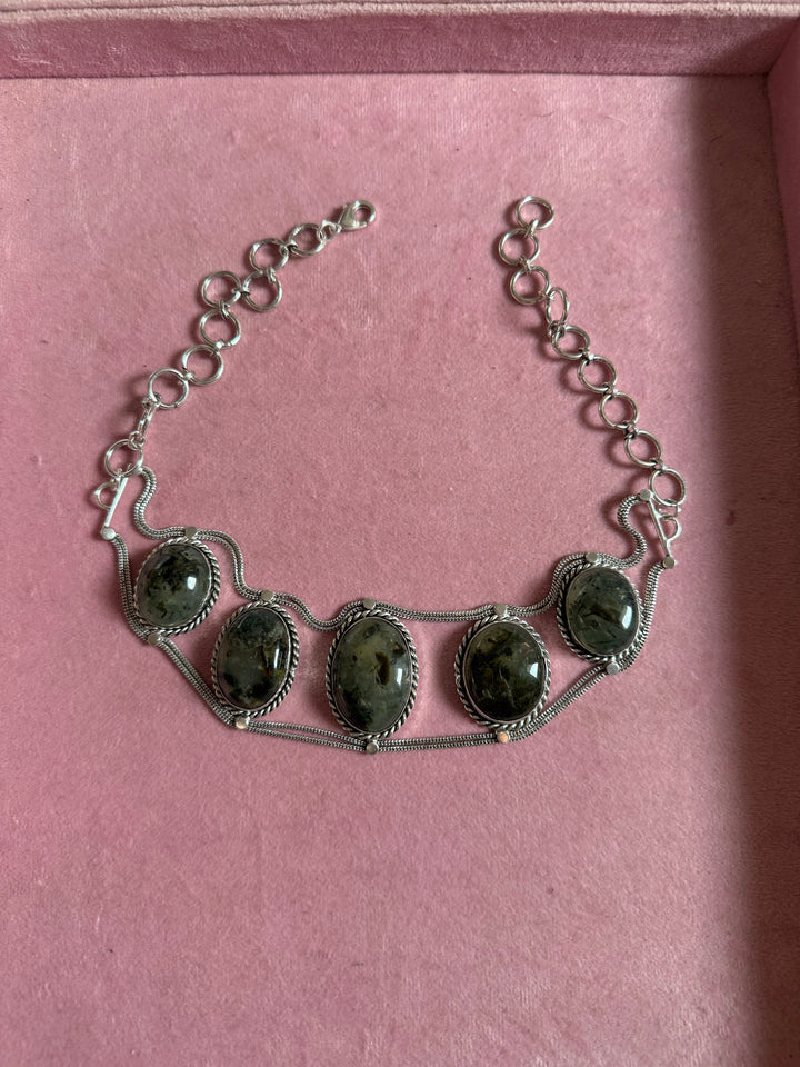 Statement Natural Prehnite Choker / One-of-a-kind Jewelry/ Indian Choker