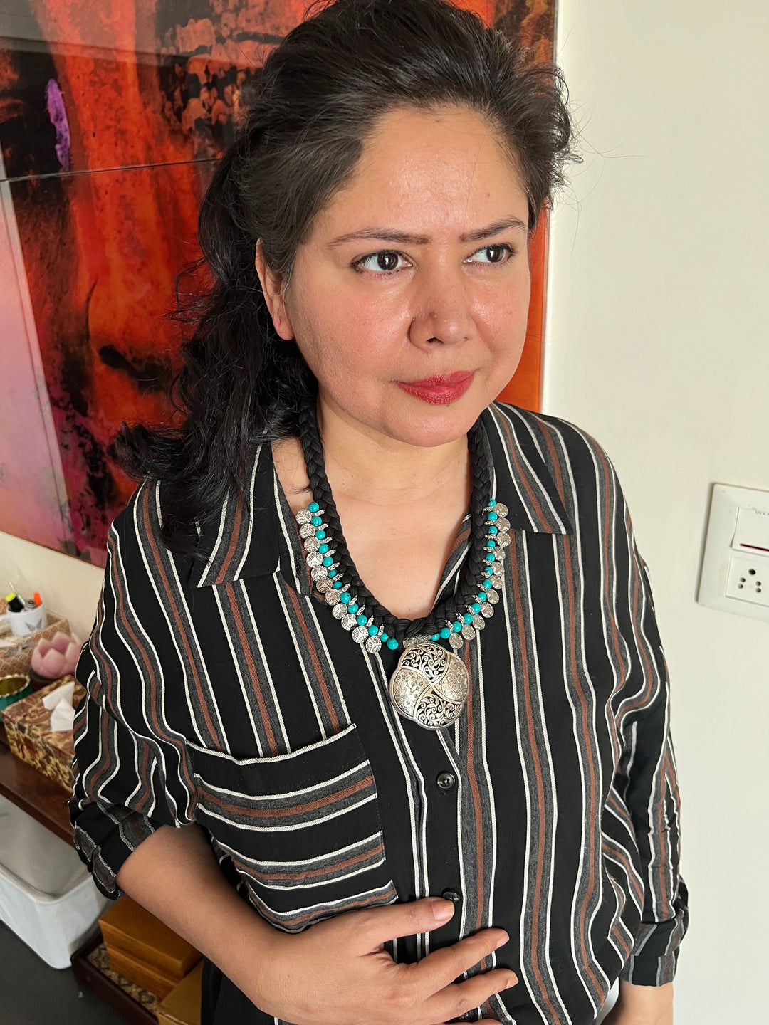 Silver Turquoise Tribal Necklace