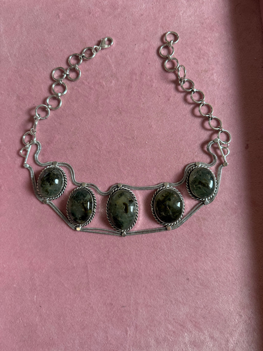 Statement Natural Prehnite Choker / One-of-a-kind Jewelry/ Indian Choker