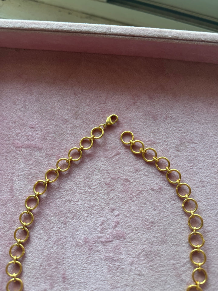 Handmade Statement Necklace | Gold Polish Brass Adjustable Necklace by SHIVKA