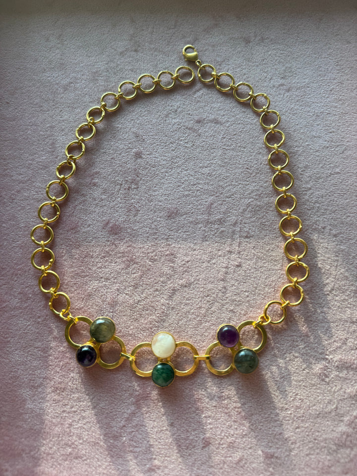 Handmade Statement Necklace | Gold Polish Brass Adjustable Necklace by SHIVKA