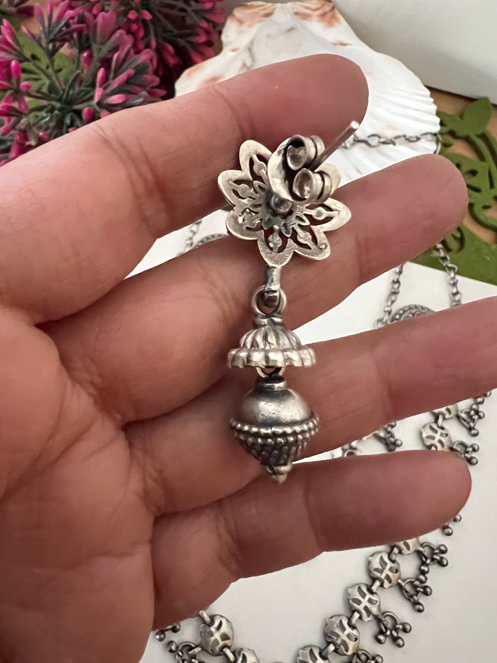 Vintage Pure 925 Silver Necklace with Earrings