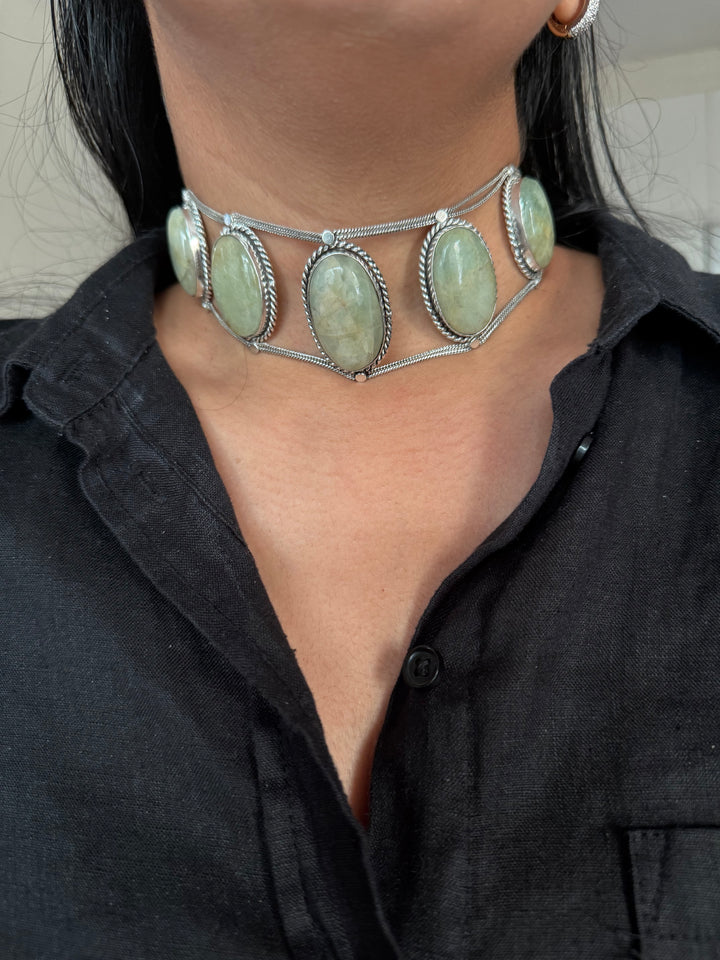 Statement Aqua Marine Choker / One-of-a-kind Jewelry/ Indian Choker