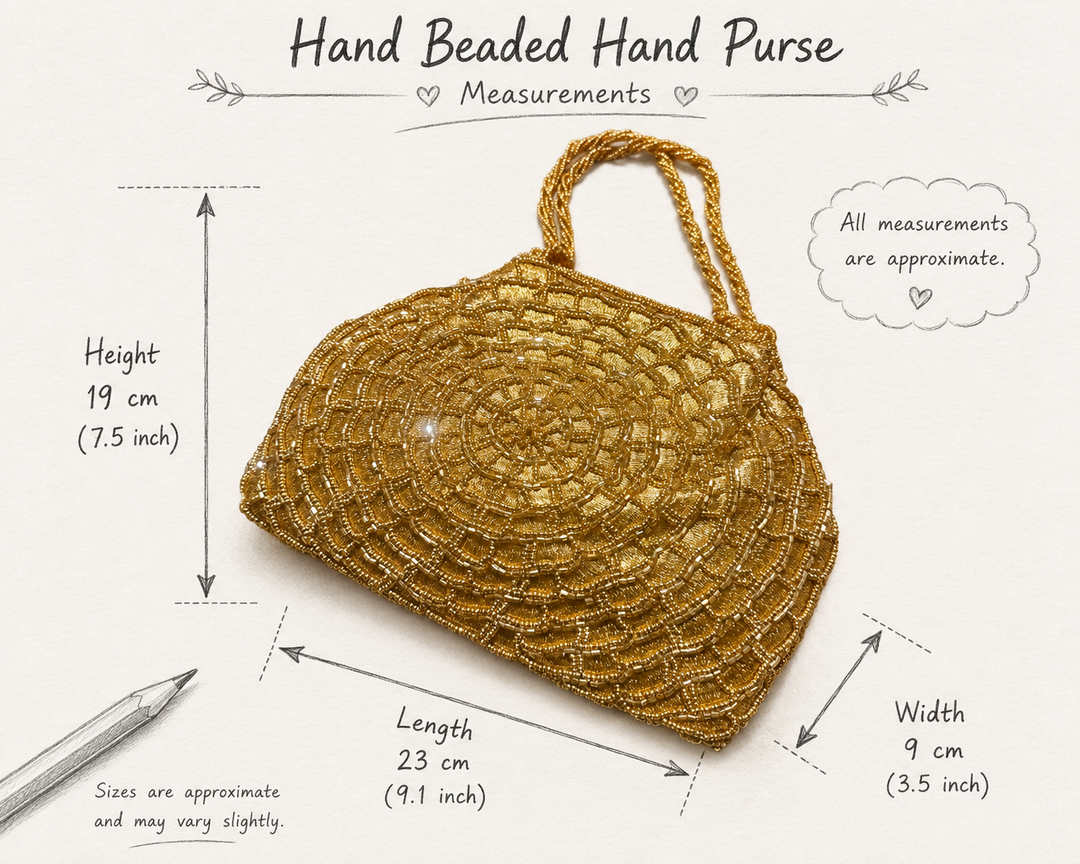 Handmade Champagne Gold Web Frame Beaded Hand Purse | Vintage Statement Evening Clutch | Artisan Embroidered Bag