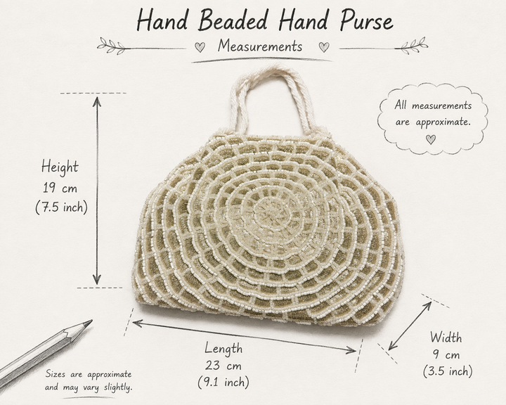 Handmade Ivory Web Frame Beaded Hand Purse | Vintage Statement Evening Clutch | Artisan Embroidered Bag