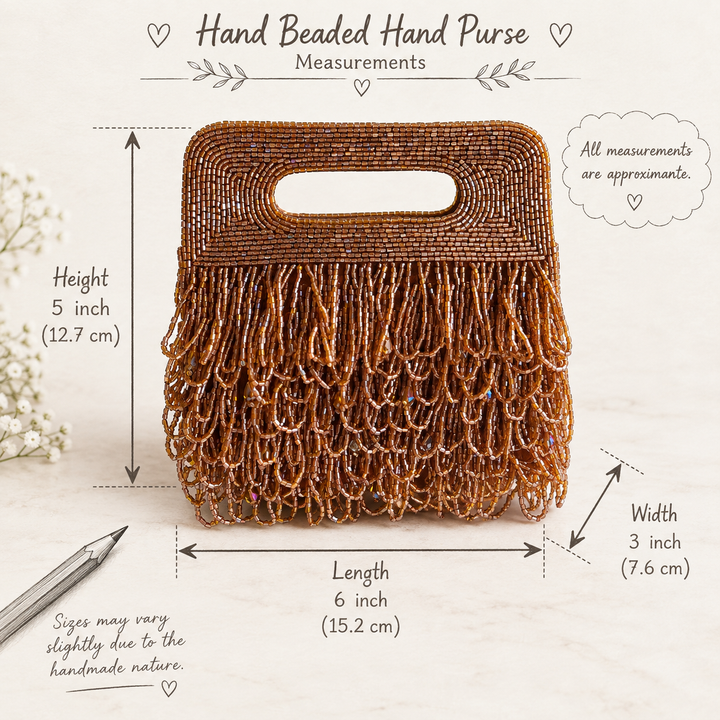 Handmade Rust Gold Beaded Statement Purse | Elegant Evening Clutch with Detachable Sling Chain