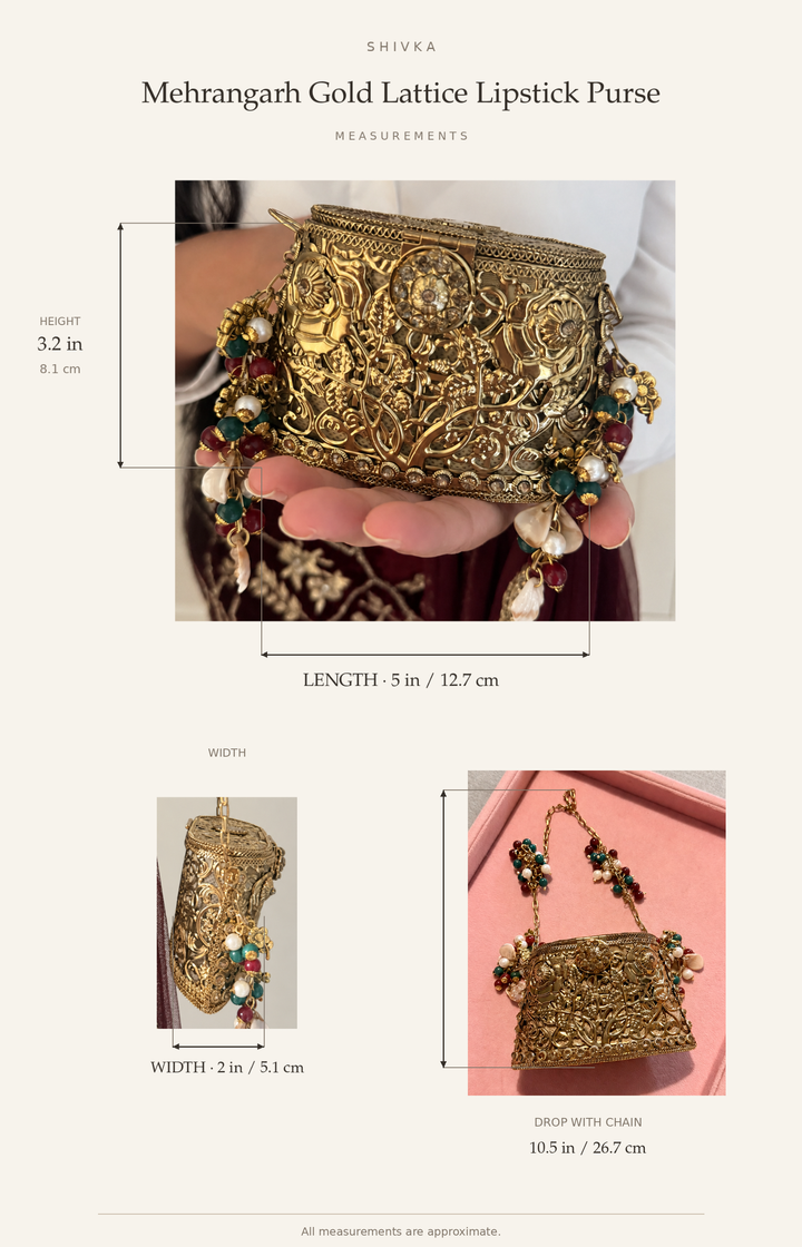 Mehrangarh Gold Lattice Lipstick Purse