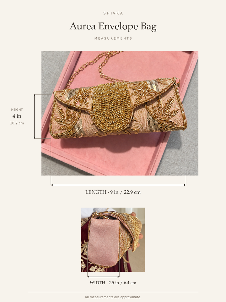 Aurea Envelope Clutch & Sling Bag – Blush Pink & Gold